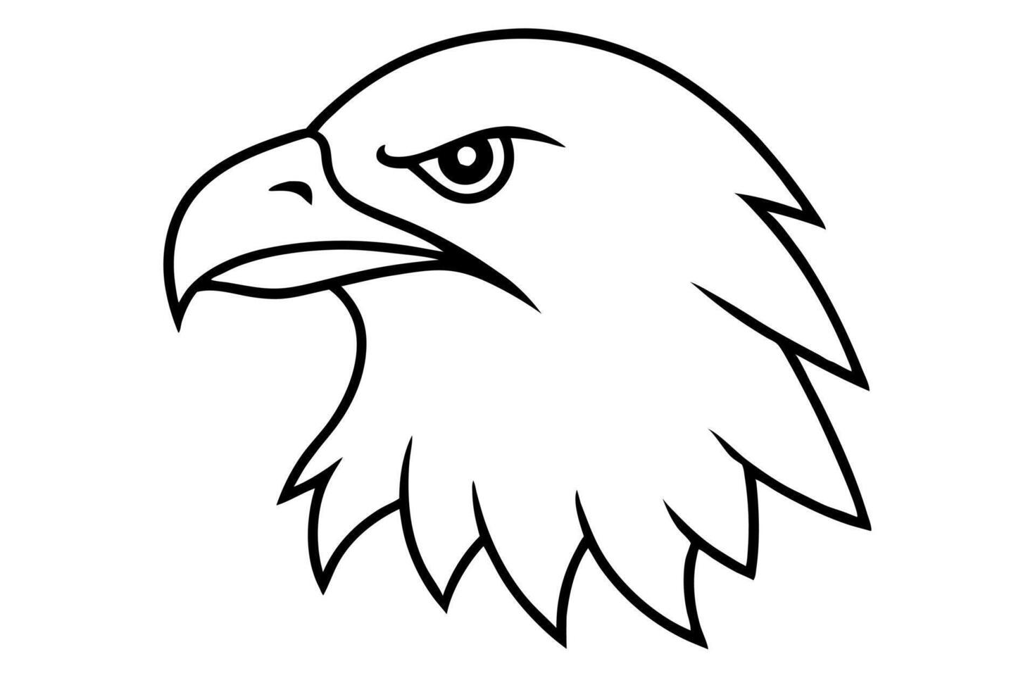 An eagle head is shown in black and white vector