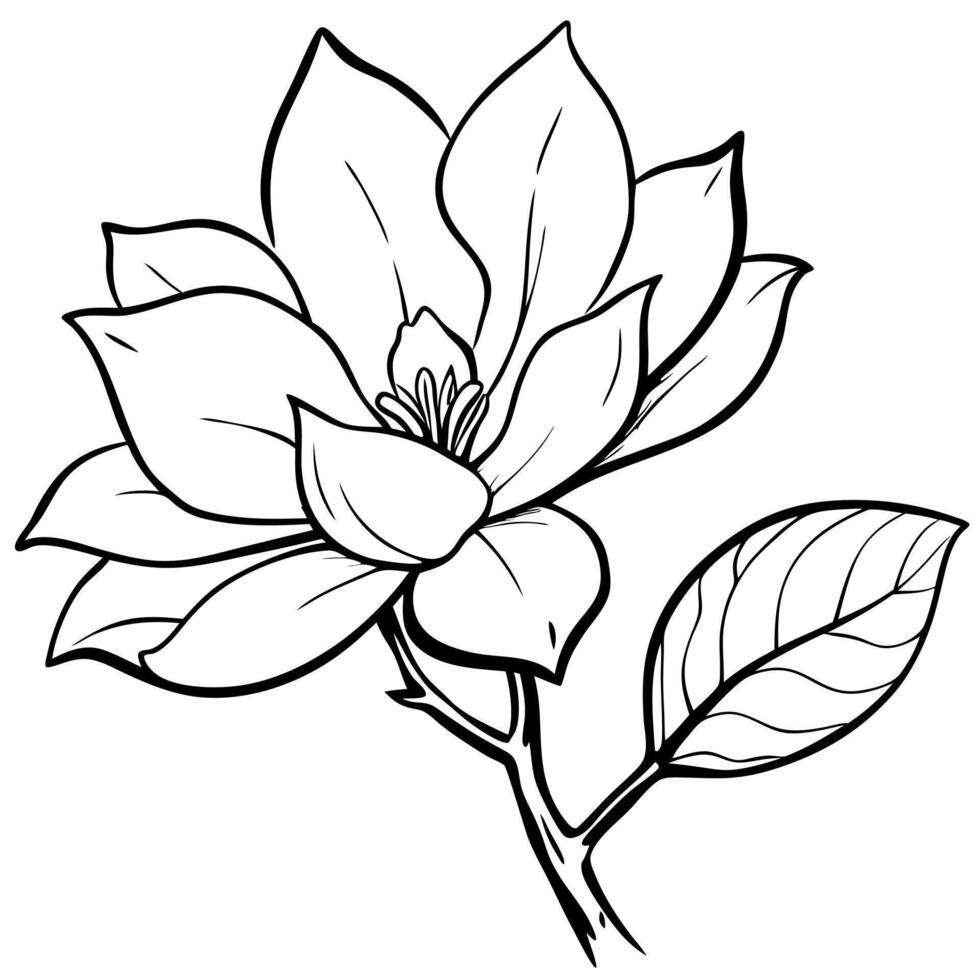 A flower with leaves coloring page vector