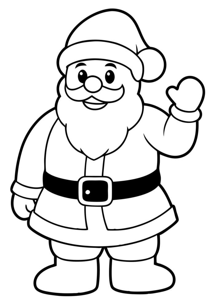 a cartoon santa claus is giving a thumbs up sign with his right hand, while wearing a black belt vector