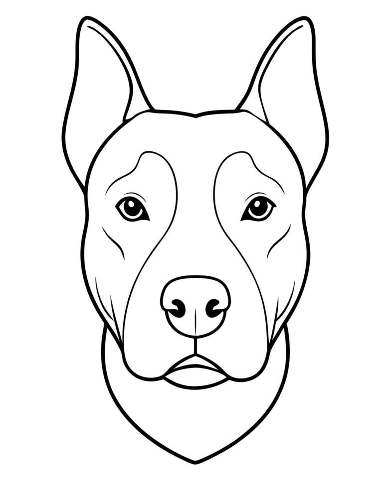 A dog's head is outlined in black and white vector