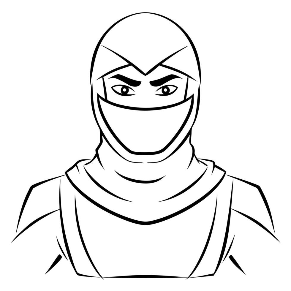Ninja face with hoodie and mask vector
