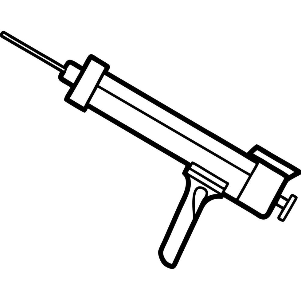silhouette of caulking gun, illustration line art vector
