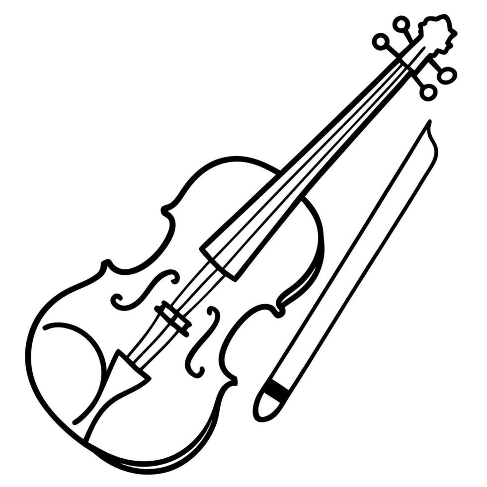 A violin and pencil coloring page vector