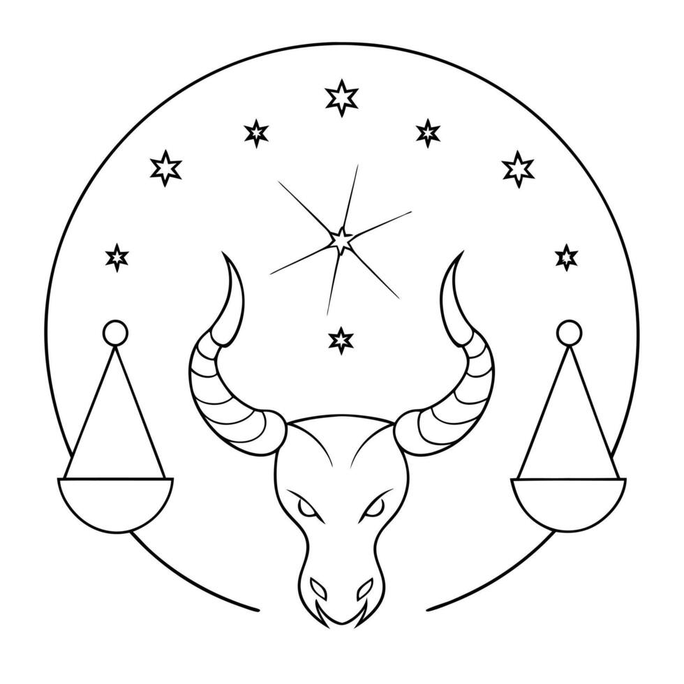 The zodiac sign libra with a bull head and scales vector