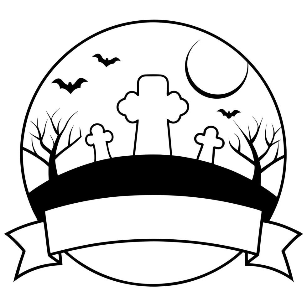 halloween cemetery, zombie hands and midnight moon happy halloween celebration banner, october vector