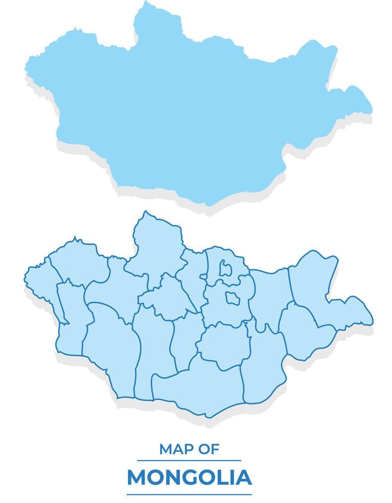 Mongolia map set simple flat and outline style illustration vector