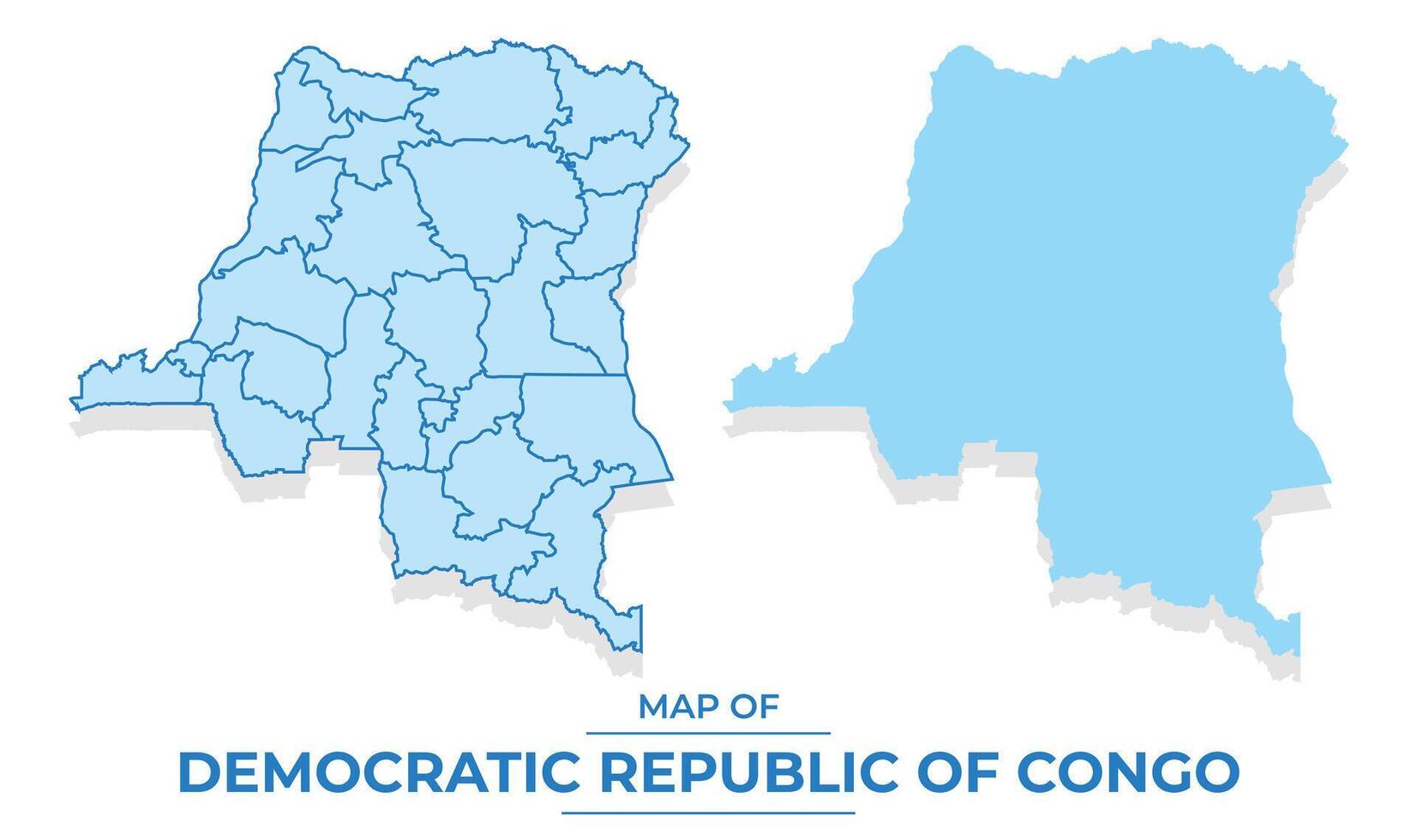 Democratic Republic of Congo map set simple flat and outline style illustration vector