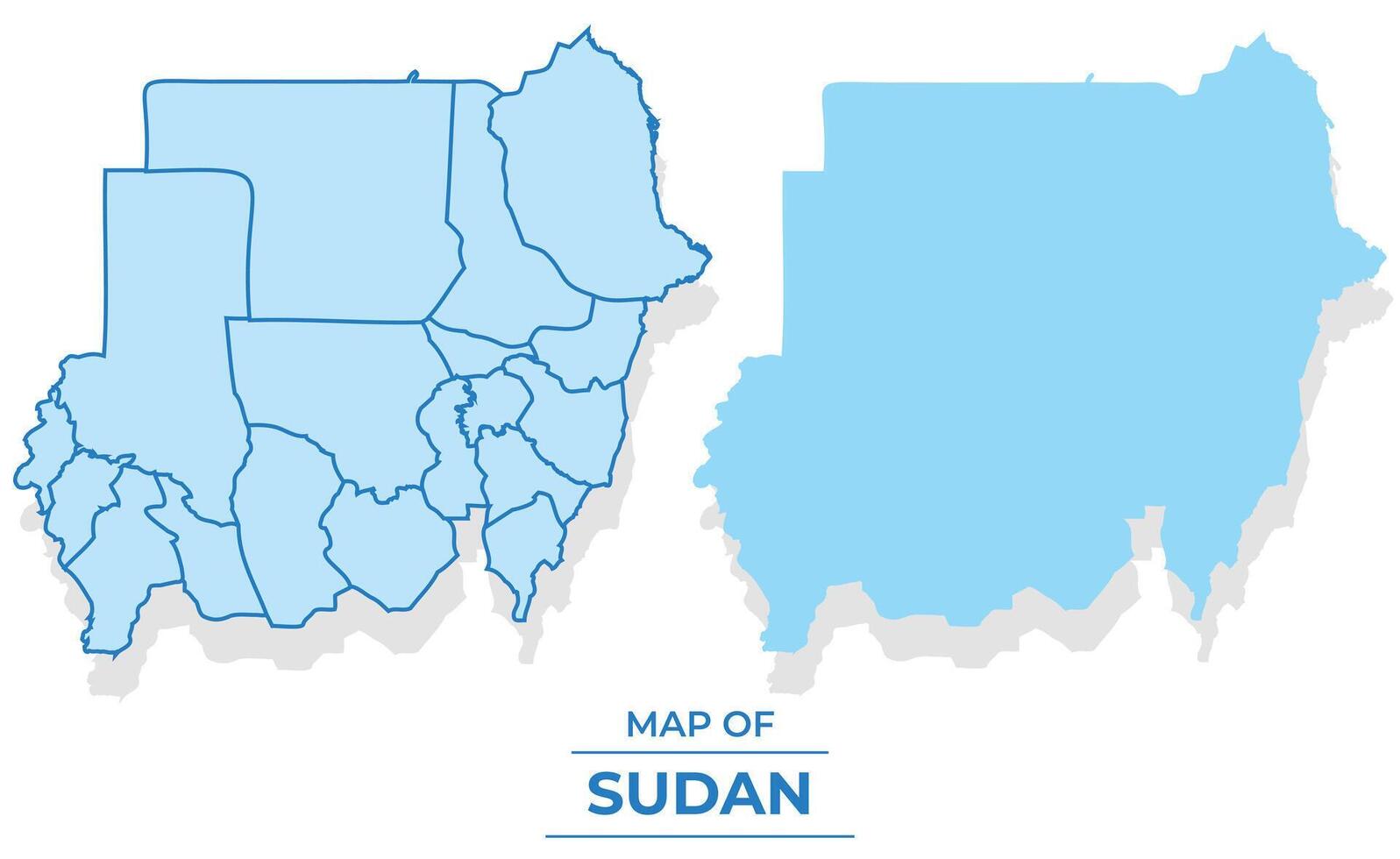 Sudan map set simple flat and outline style illustration vector