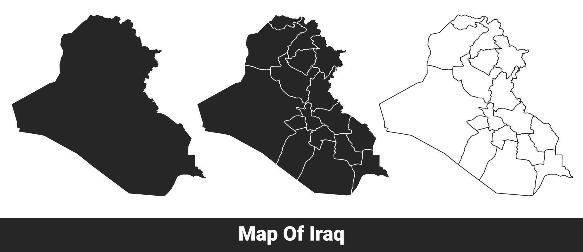 Black map of Iraq flat and outline style illustration set vector