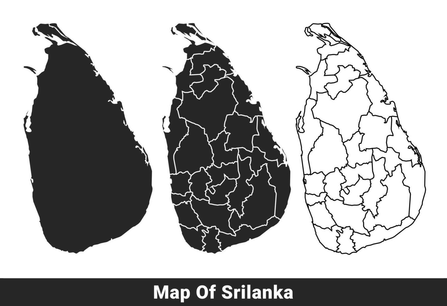 Black map of Sri Lanka flat and outline style illustration set vector