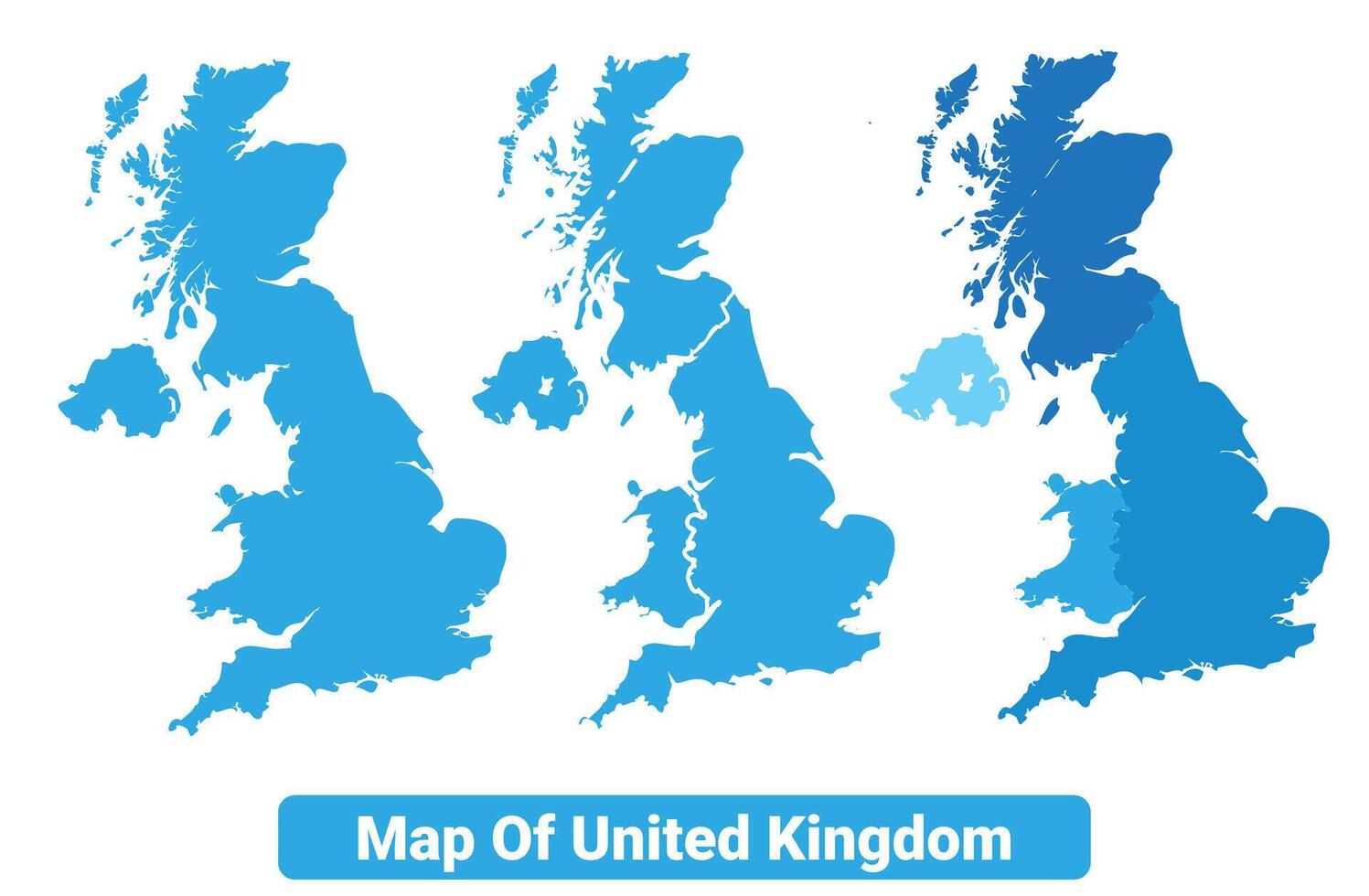 Bluescale United Kingdom map in different style border outline illustration set vector