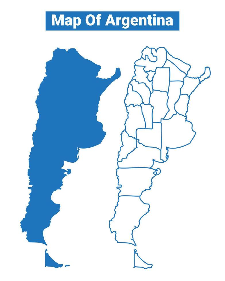 Argentina simple flat map outline style illustration set vector