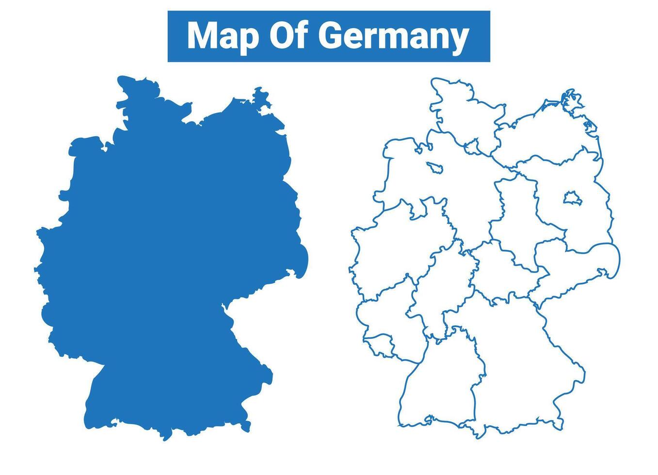 Germany simple flat map outline style illustration set vector