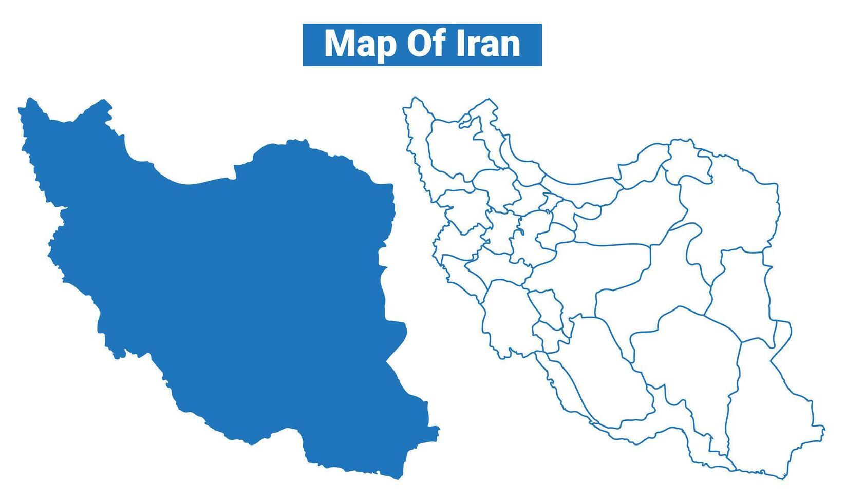 Iran simple flat map outline style illustration set vector