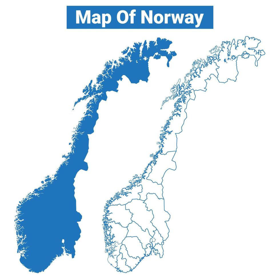 Norway simple flat map outline style illustration set vector