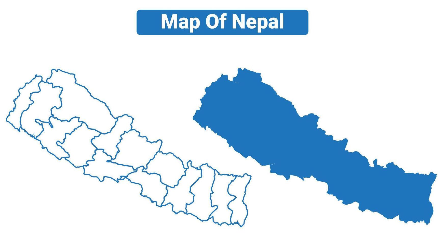 Nepal simple flat map outline style illustration set vector
