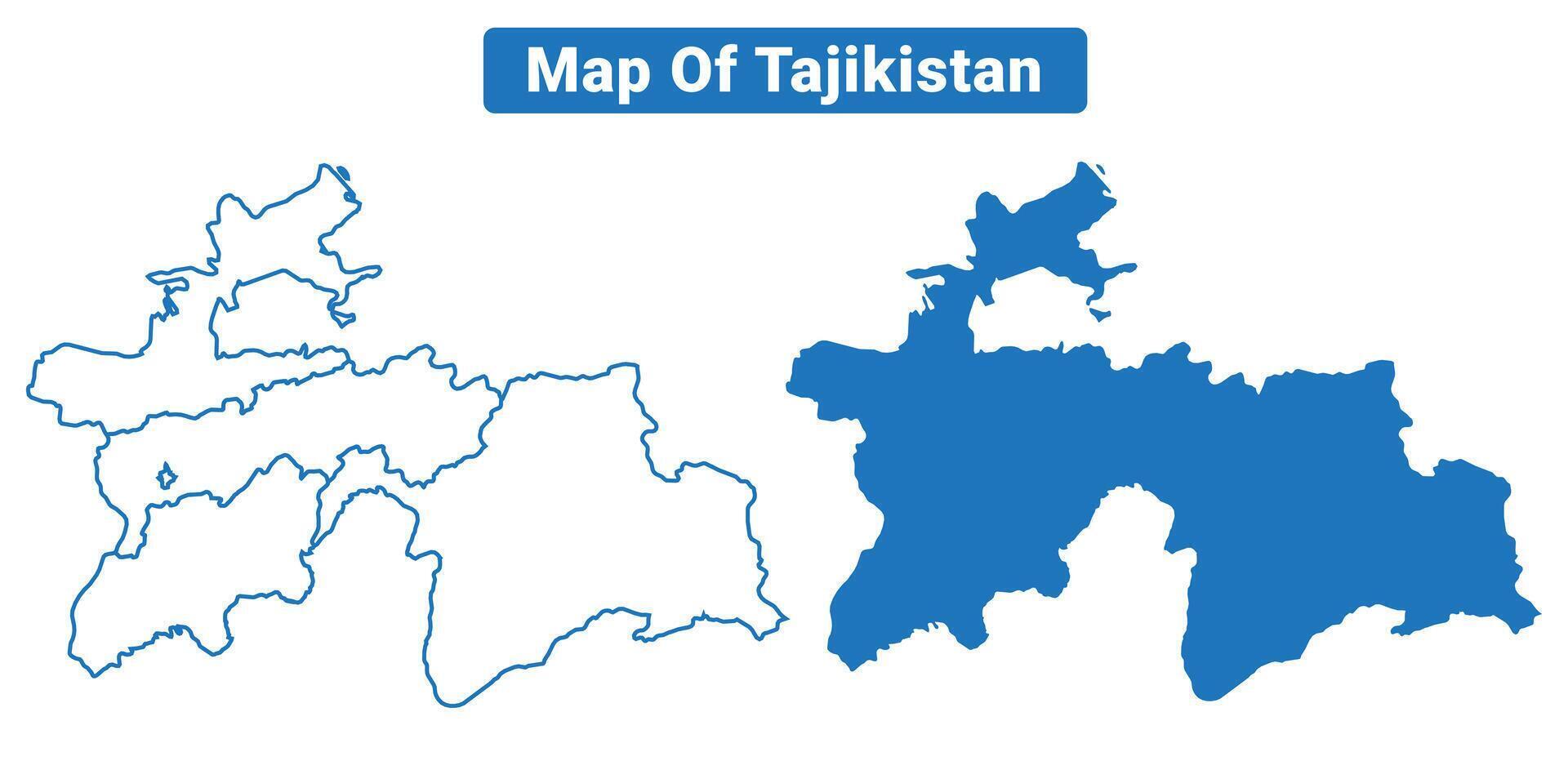 Tajikistan simple flat map outline style illustration set vector