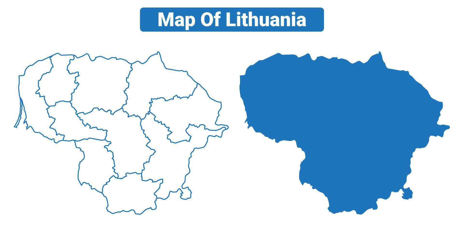 Lithuania simple flat map outline style illustration set vector