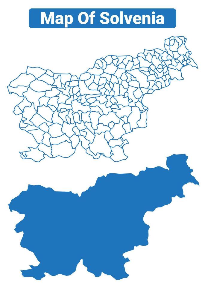 Slovenia simple flat map outline style illustration set vector