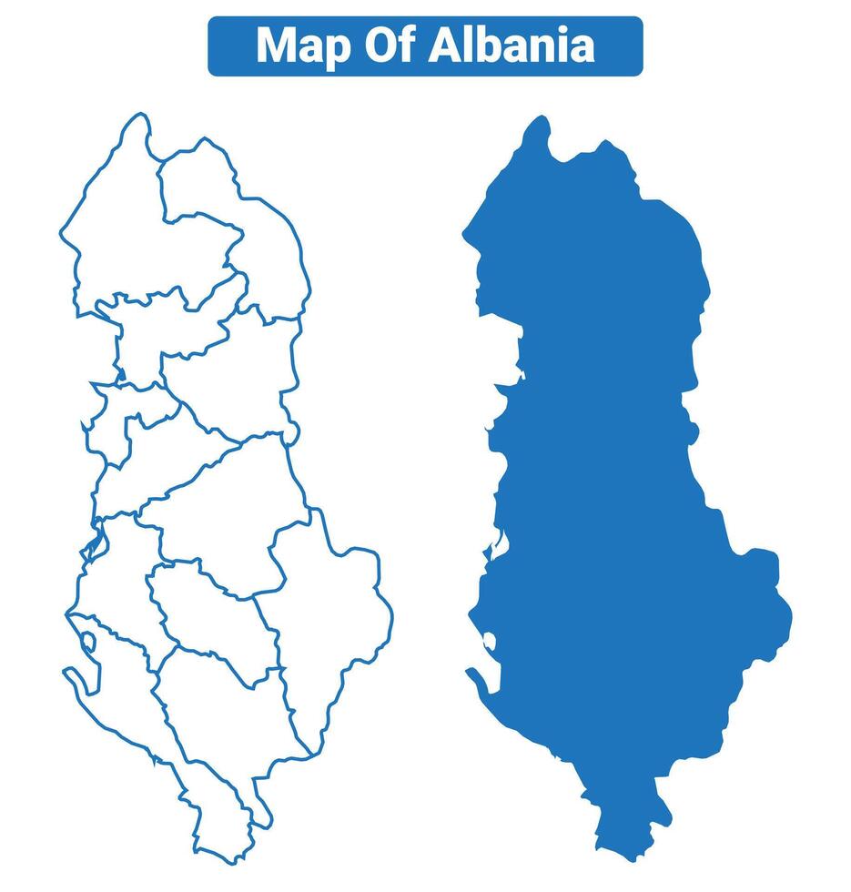 Albania simple flat map outline style illustration set vector