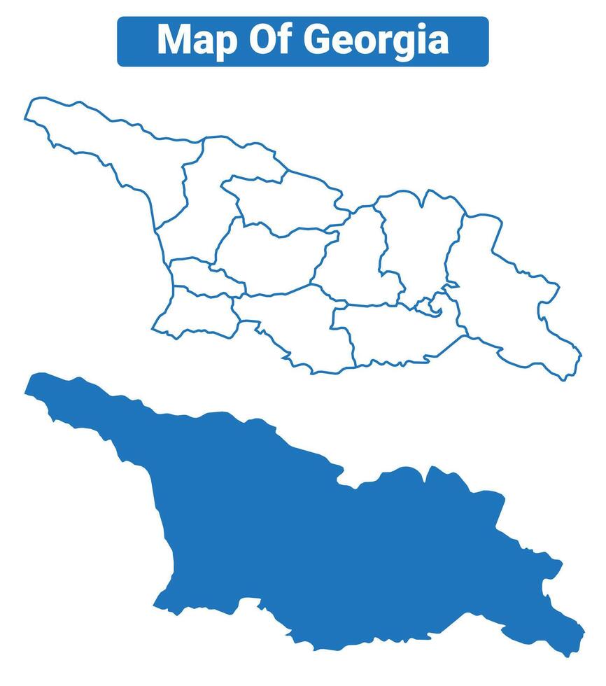 Georgia simple flat map outline style illustration set vector