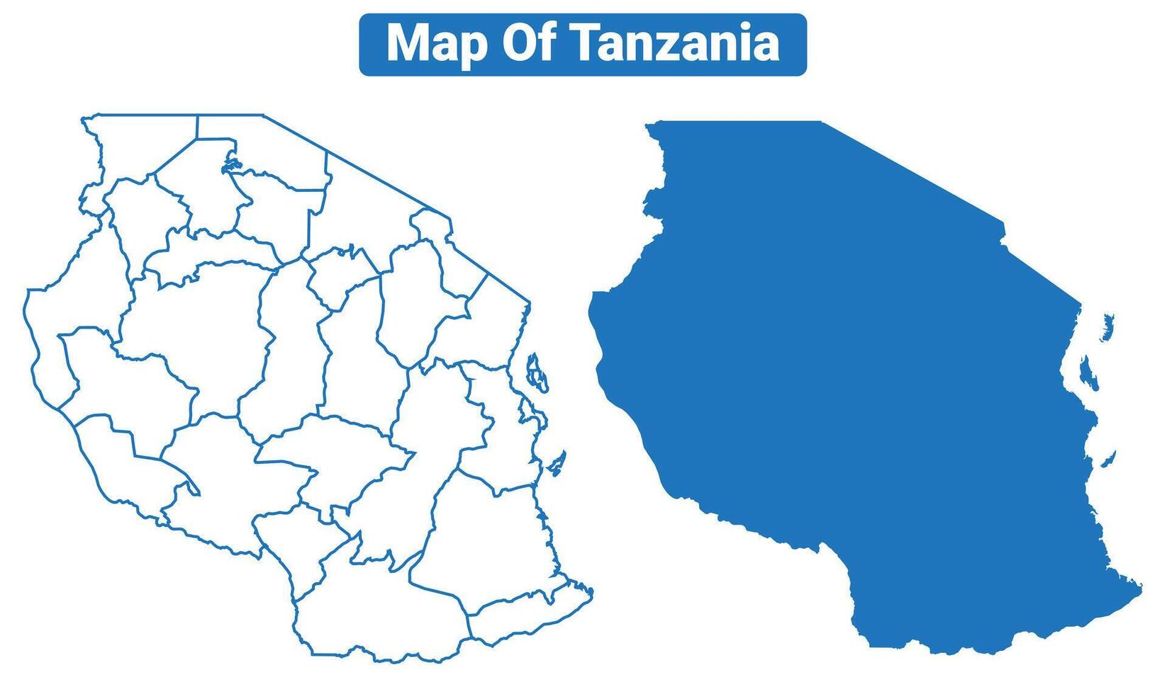 Tanzania simple flat map outline style illustration set vector