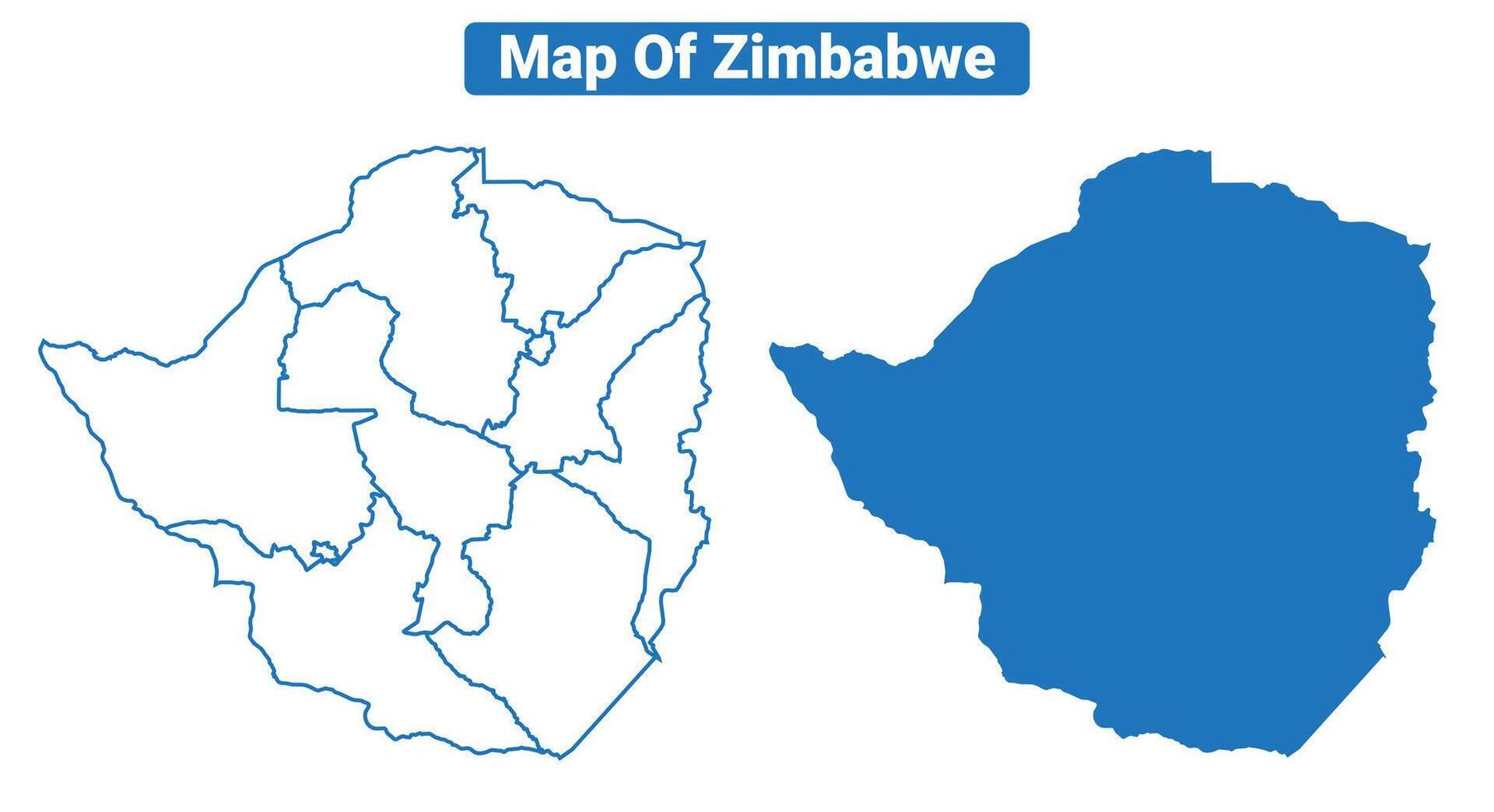 Zimbabwe simple flat map outline style illustration set vector