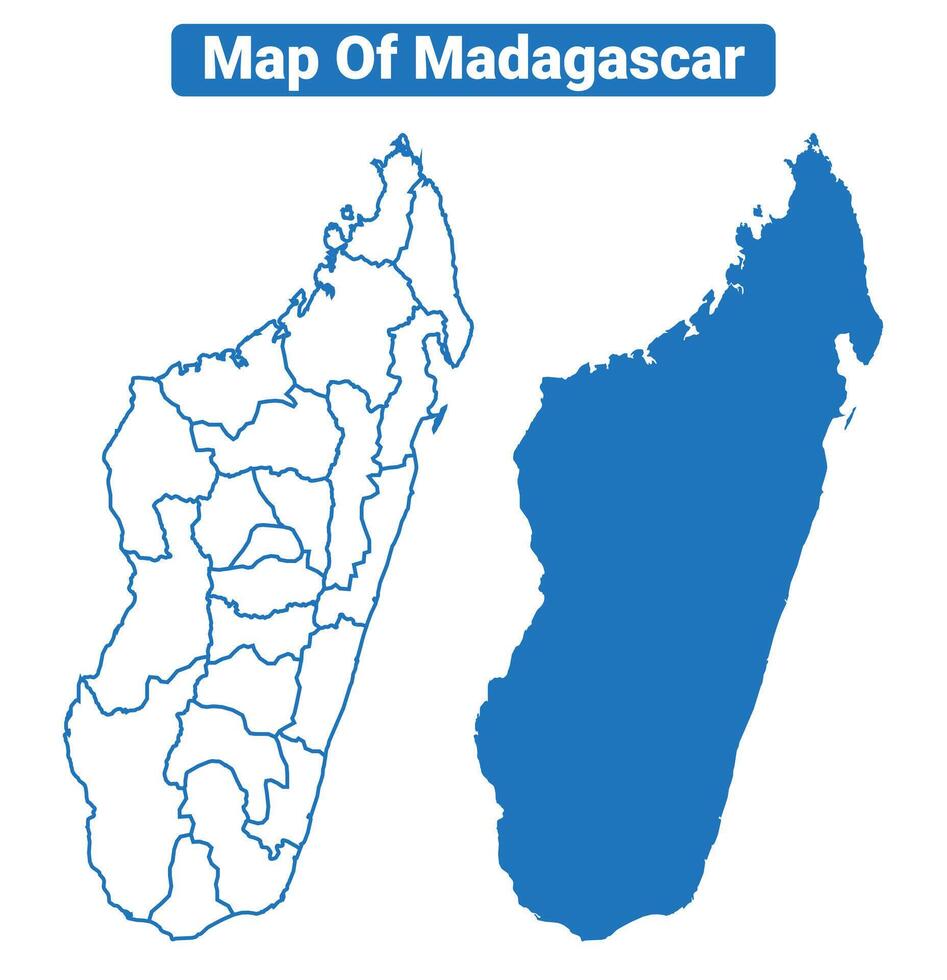 Madagascar simple flat map outline style illustration set vector
