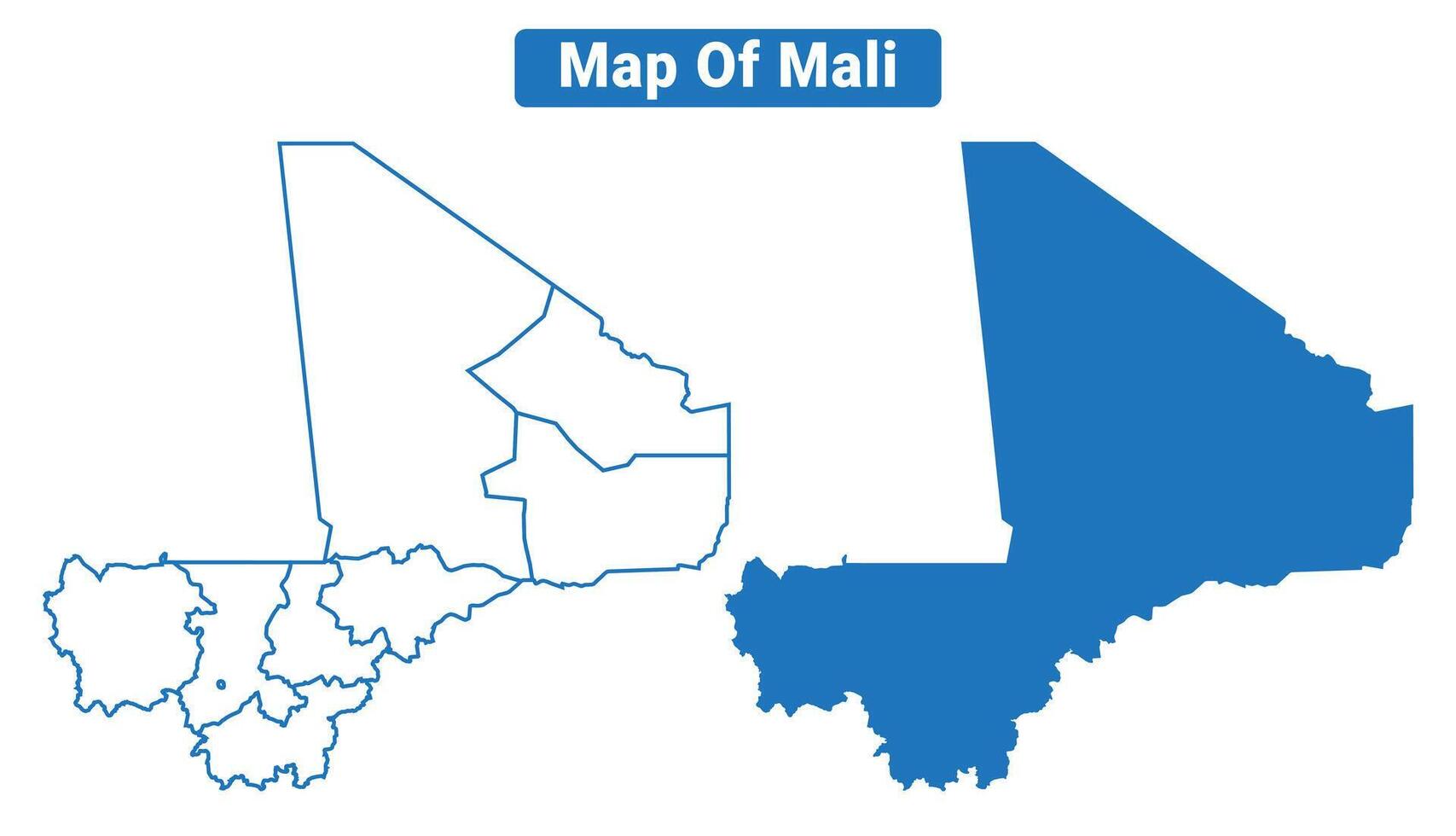 Mali simple flat map outline style illustration set vector