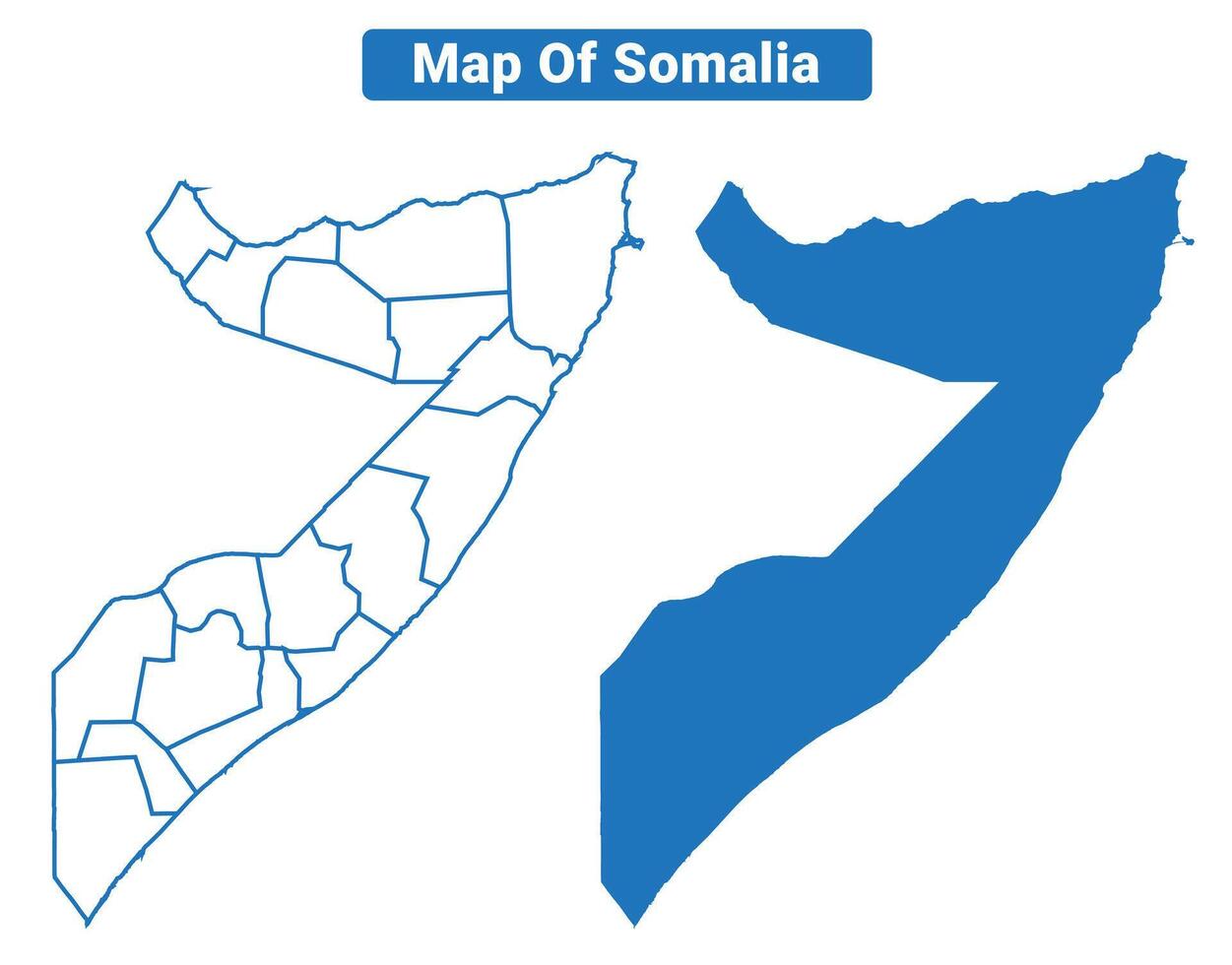 Somalia simple flat map outline style illustration set vector