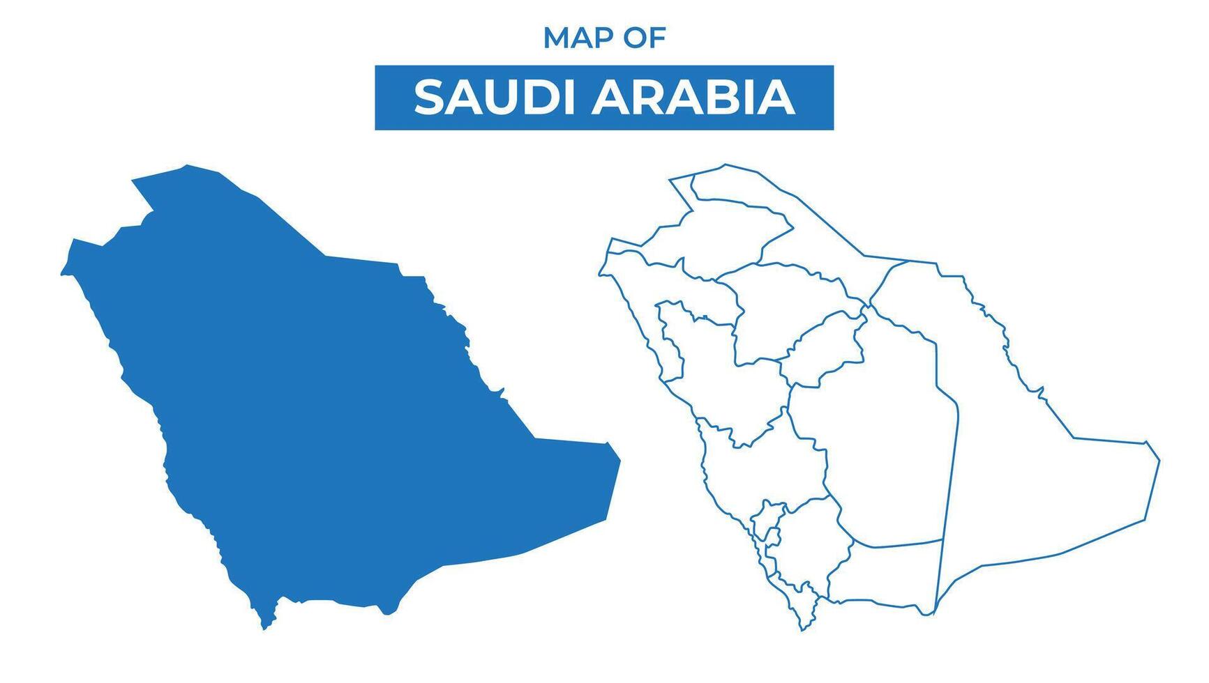 Saudi Arabia simple flat map outline style illustration set vector