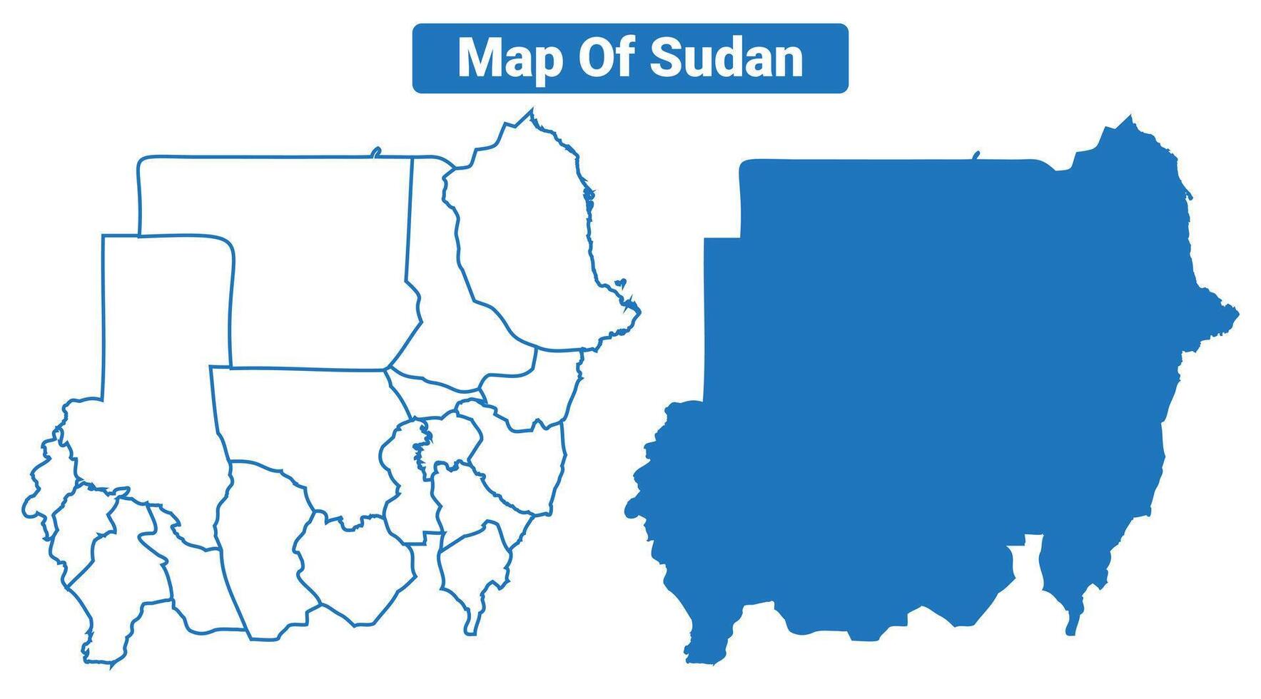 Sudan simple flat map outline style illustration set vector