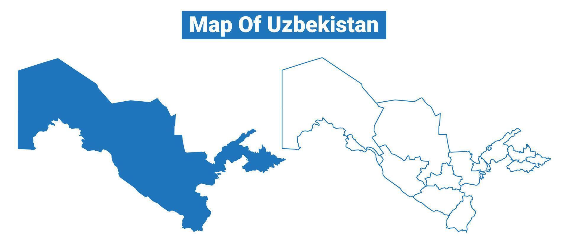 Uzbekistan simple flat map outline style illustration set vector