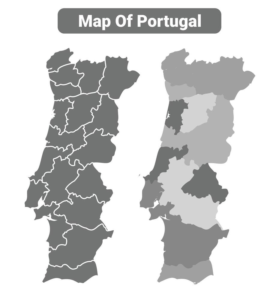 Greyscale Portugal Political Map With Borders Of Region Illustration Greyscale Portugal Political Map With Borders Of Region Illustration Set Free Vector