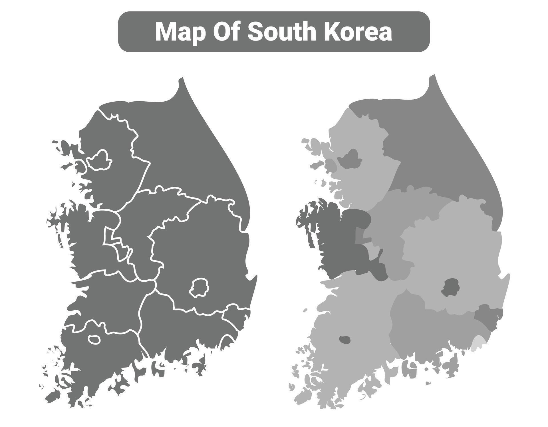 Greyscale South Korea Political Map With Borders Of Region Illustration Greyscale South Korea Political Map With Borders Of Region Illustration Set Free Vector