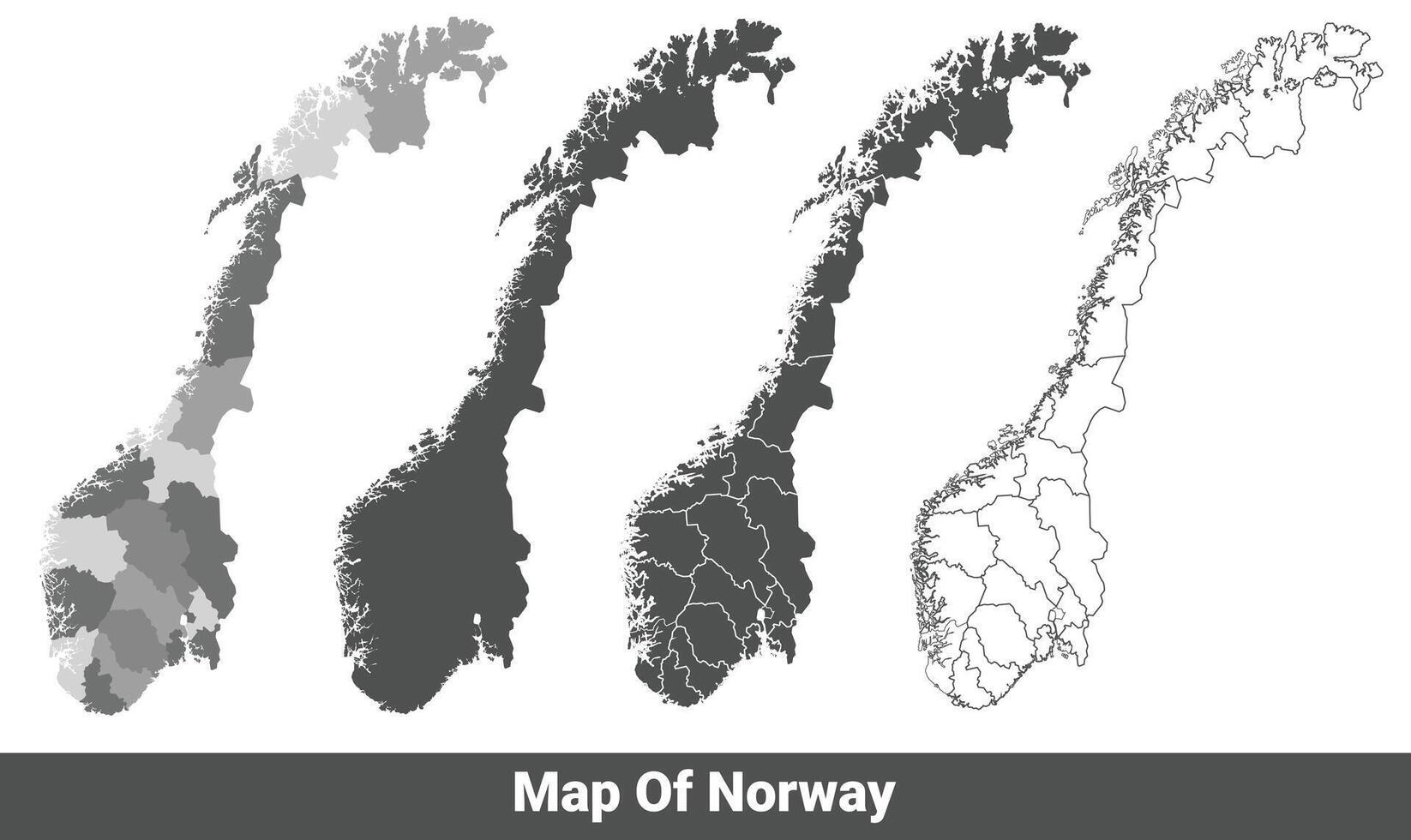 Collection of Norway country grey political maps set with border outline illustration vector