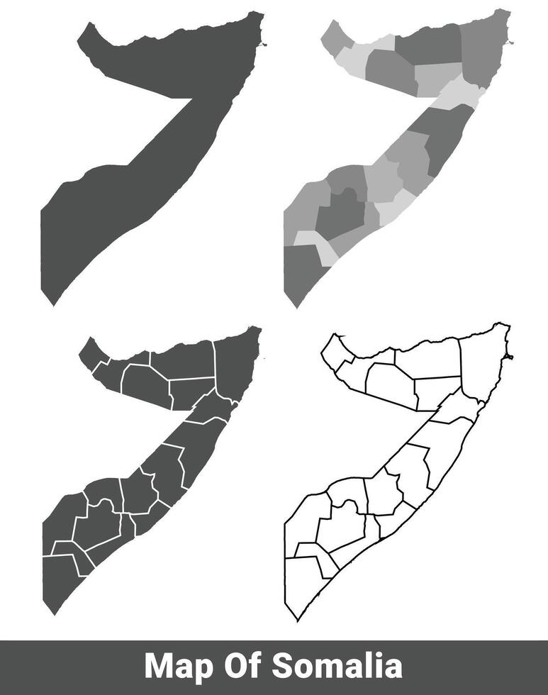 Collection of Somalia country grey political maps set with border outline illustration vector