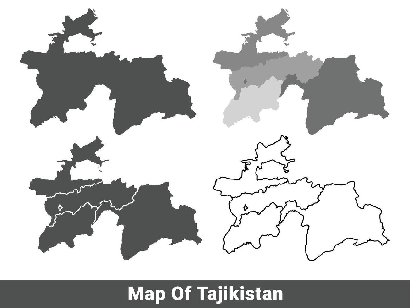 Collection of Tajikistan country grey political maps set with border outline illustration vector