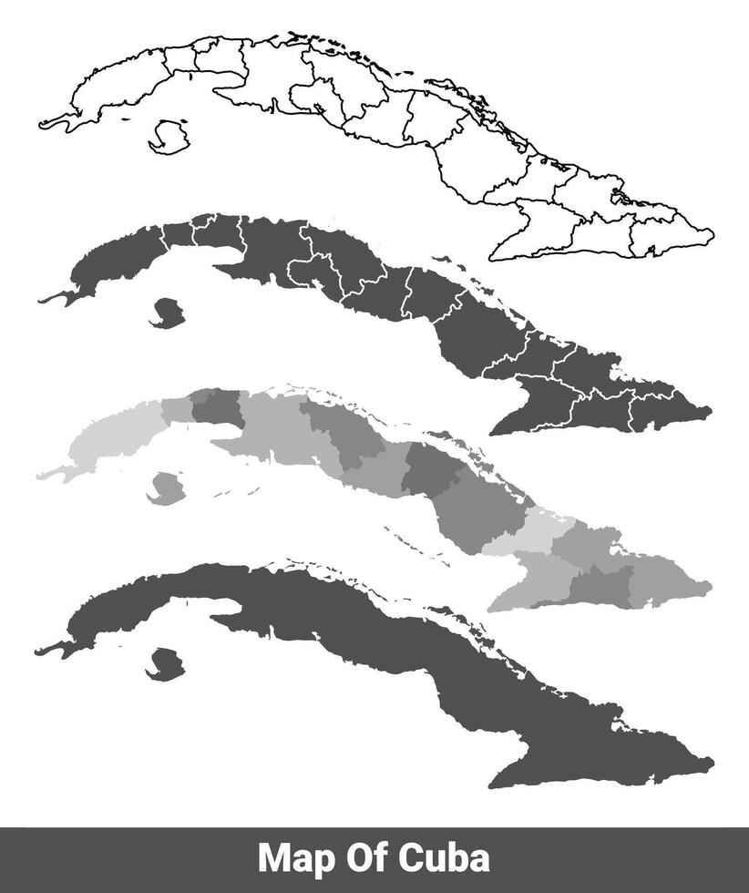 Collection of Cuba country grey political maps set with border outline illustration vector