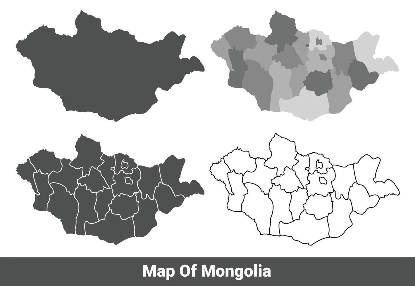 Collection of Mongolia country grey political maps set with border outline illustration vector