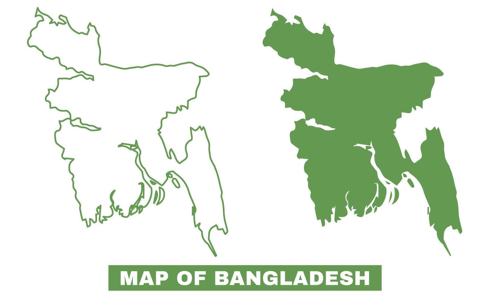 Simple Bangladesh Outline flat map style illustration set vector