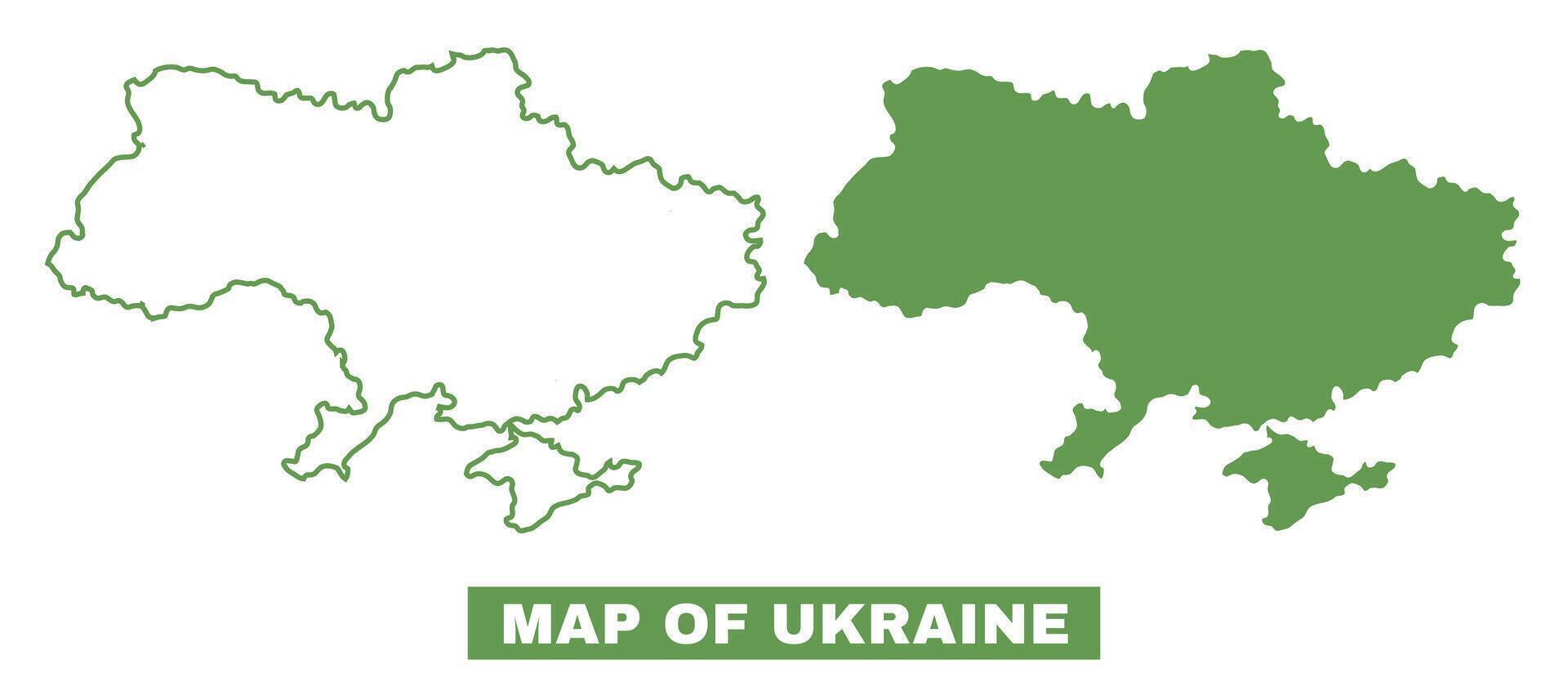 Simple Ukraine Outline flat map style illustration set vector