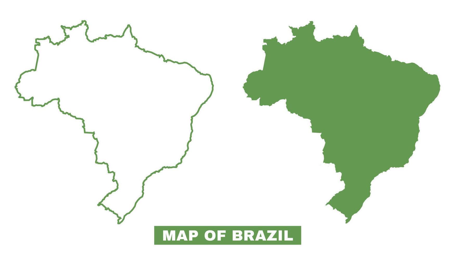 Simple Brazil Outline flat map style illustration set vector