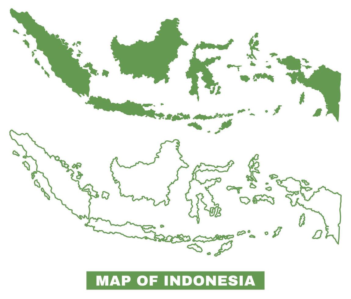 Simple Indonesia Outline flat map style illustration set vector