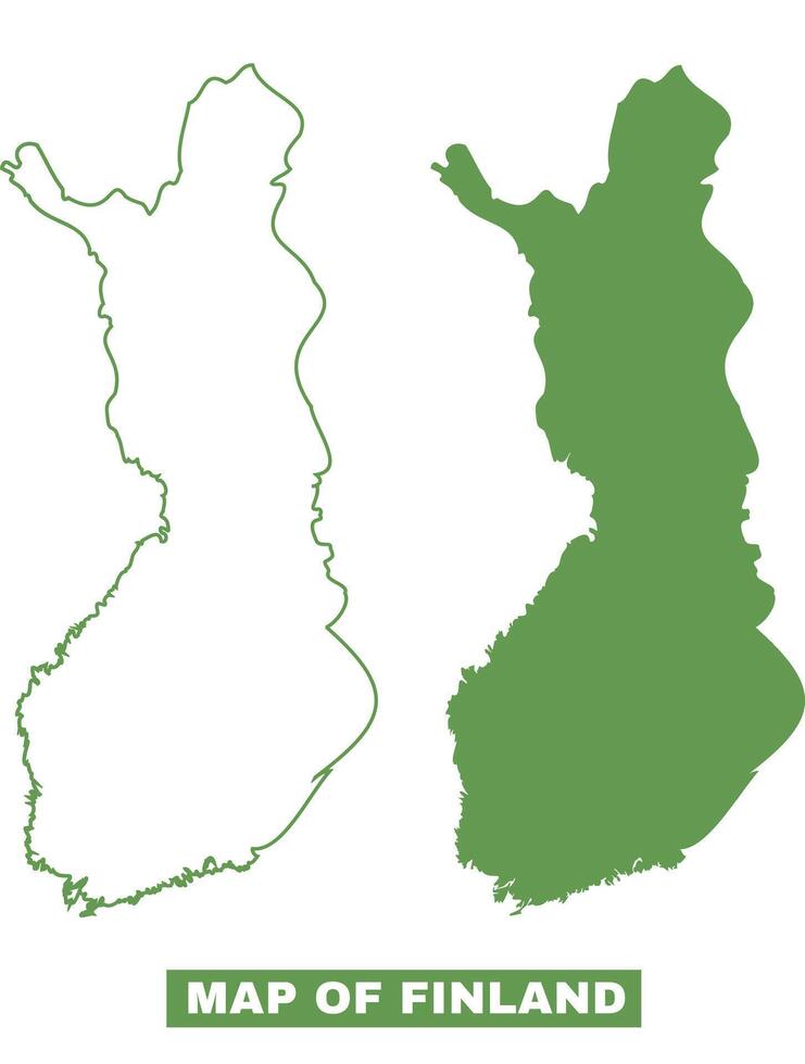 Simple Finland Outline flat map style illustration set vector