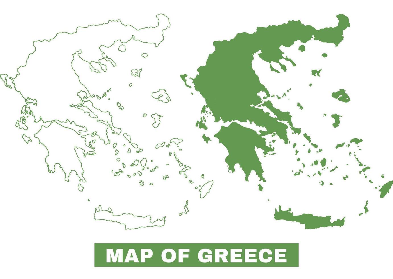 Simple Greece Outline flat map style illustration set vector