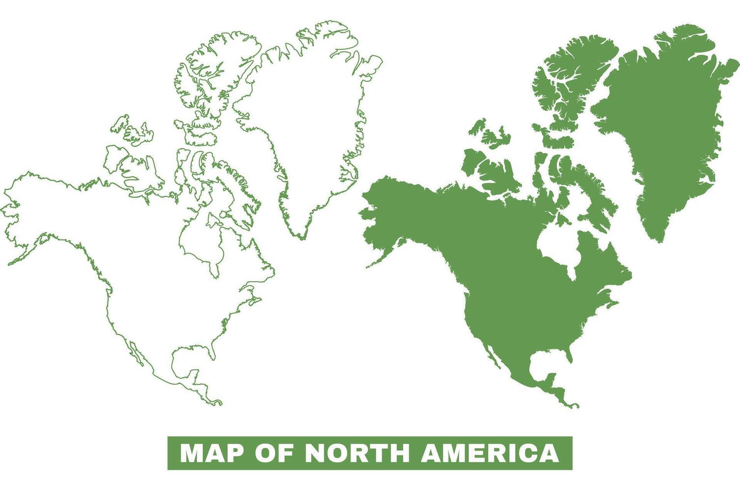 Simple North America Outline flat map style illustration set vector