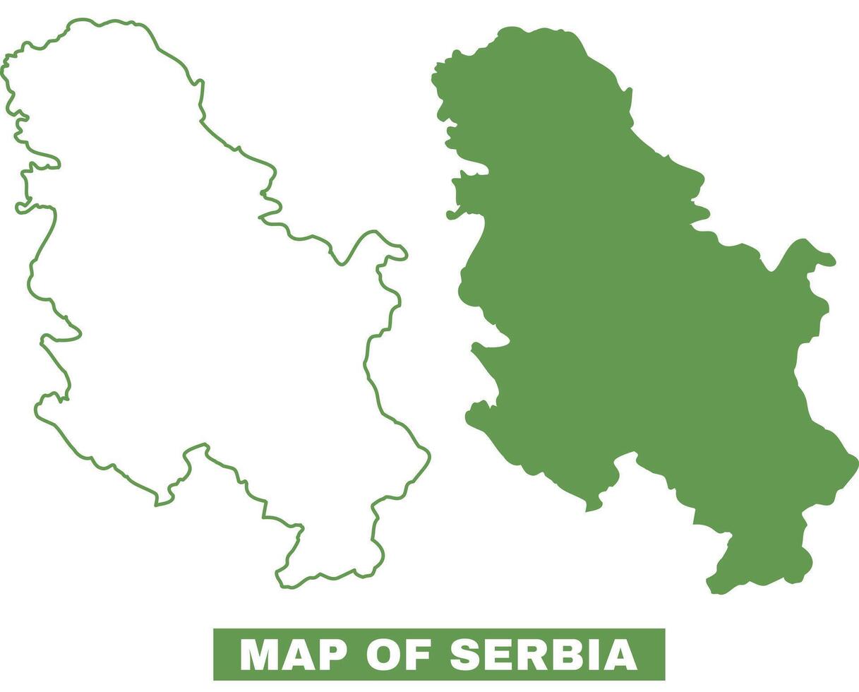 Simple Serbia Outline flat map style illustration set vector