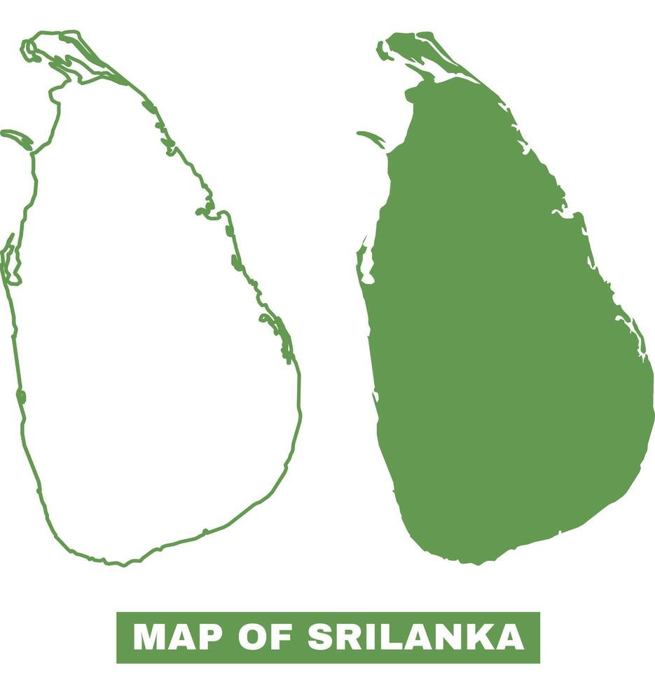 Simple Sri Lanka Outline flat map style illustration set vector