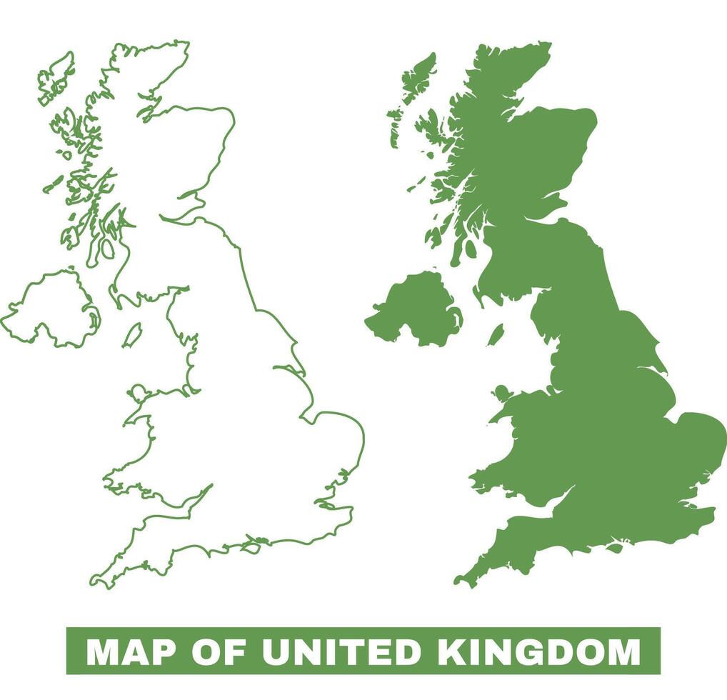 Simple United Kingdom Outline flat map style illustration set vector